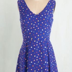 Modcloth Blue Heart Print Dress